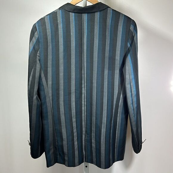 ELMER AVE Men's Striped Single-Breasted Blazer Jacket Blue/Gray Size Large - Picture 10 of 14